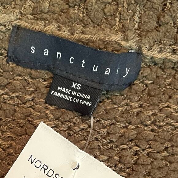 Sanctuary Women's Olive Green Popcorn Textured Crew Neck Pullover Sweater sz XS - Picture 4 of 5